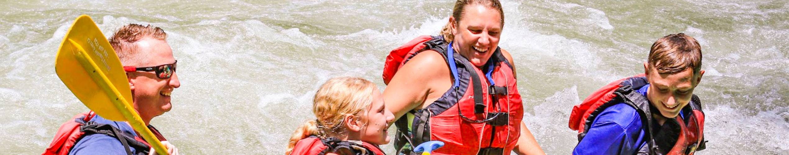 family rents a raft on Nantahala